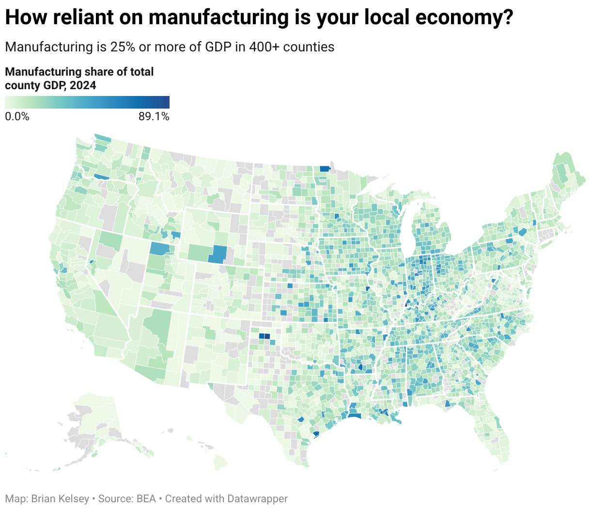 How reliant on manufacturing is your local economy